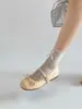 Zapatos Planos para Mujer Bailarinas Francesas Estilo Nuevo Primavera/Verano 2026 Correa Única Moño Zapatos Mary Jane Plateados para Mujer