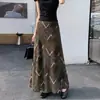 Falda de malla retro con estampado estilo coreano y japonés para mujer, falda bodycon floral chic de verano para vacaciones