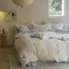 Conjunto de Cama de Lã de Leite Totalmente Fosco de Inverno Conjunto de Três ou Quatro Peças Estilo INS Estilo Coreano Lençol Bordado Capa de Edredom Lençol com Elástico Roupa de Cama