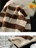 Suéter a Rayas Blancas y Negras Estilo Retro Americano Chaqueta Cardigan de Punto de Marca de Alta Gama Tendencia Europea y Americana Top para Atuendo de Otoño de Pareja para Hombre