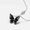 Colar Borboleta de Gotejamento Preto Exquisito Simples Versátil Nicho Alto Nível Corrente de Clavícula Elegante Moda Colar para o Dia a Dia