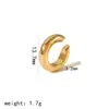 Arete de Clip para Oreja de Acero Inoxidable No Perforante, con Forma de C, Incrustado de Diamantes, Oro de 18 Quilates, Transfronterizo, Moderno y Sencillo, Apilable, No se Desvanece
