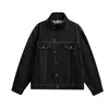 Chaqueta de Mezclilla Boxy Lavada Estilo Callejero Americano Magic Bear con Costuras Visibles y Tapeta Diagonal Única Chaqueta de Trabajo para Hombre
