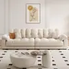 Sofá de Tecido com Patas de Gato Moderno Minimalista Luxo Leve Aluguel Linha Reta Sofá Nuvem Estilo Creme Sala de Estar Casa Apartamento Pequeno