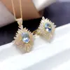 Venta al por mayor de fábrica Popular Set de Aguamarina Natural con Incrustaciones de Plata S925 Piedra Principal 5*7 Joyería de Lujo Venta Directa de Fábrica