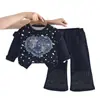 Conjunto de Ropa de Otoño para Niñas 2026 Nueva Moda Lindo Sudadera de Mezclilla con Parche de Corazón para Bebés Niñas de 1 a 3 Años