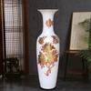 Vaso de Chão de Cerâmica Jingdezhen Vermelho Chinês Flor de Peônia Dourada Vaso de Cerâmica Decoração Festiva de Abertura Ornamentos