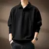 Suéter de punto de manga larga jacquard de alta gama estilo francés con patrón de diamantes para hombre, con un diseño texturizado de corte holgado, cuello alto y forro polar, perfecto para otoño
