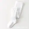 Meia-calça para Meninas Primavera e Outono, Algodão Penteado Fino, Estilo Fino, Borda Franzida, Laço, Leggings Infantis, Meia-calça Branca para Bebê