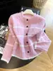 Cardigan de Tricô Listrado Casual Solto Estilo Coreano Novo Outono 2026 para Mulheres, Suéter Casaco de Design Único Tendência