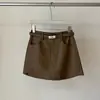 Falda-pantalón corta de cintura alta estilo coreano para mujer, nuevo modelo de otoño 2026, falda-pantalón ajustada de cuero PU para uso diario y casual