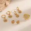 Pendientes Transfronterizos de Acero Inoxidable con Incrustaciones de Diamantes Geométricos para Mujer, Modernos y Versátiles, Estilo Lujo Ligero, Pendientes de Estrella Sol con Diamantes Punteados