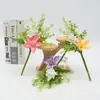 Flores Artificiales de Seda para Novias y Damas de Honor, Fabricación de Ramos, Decoración del Hogar, Imanes para Refrigerador, Flores Artificiales, Flores de Loto con Astas de Ciervo Atadas a Mano