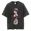 Camiseta Lavada de Anime Black Clover Streetwear Gráfico Harajuku