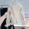 [en stock camisa base de lana para bebé niña invierno nuevo estilo occidental para niñas combinable oreja de madera grande elástica rayas de hoyo