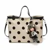 Bolso Casual Versátil para el Trabajo Bolso de Mano para Mujer Bolso de Hombro de Lunares Bolso Tote de Lona Casual Estilo Nuevo 2026 Gran Capacidad