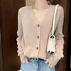 Cardigã de Tricô Listrado Slim Fit para Mulheres, Versátil e Valorizador, Novo Design Outono/Inverno, Top de Nicho, Outono/Inverno