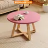 Juego de Mesa de Café Sencillo de Madera Maciza Japonesa Mesa Redonda Pequeña para Apartamento Dormitorio Mesa Auxiliar para Sofá de Sala de Estar Mesa de Té para Balcón
