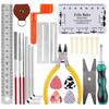 Kit de Herramientas para Guitarra Juego de 26 Piezas Lima Llave Regla de Distancia de Cuerdas Enrollador Herramienta de Reparación para Rectificado de Alambres