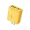 Carregador de Celular Estilo Mecha Europeu e Americano Transfronteiriço Multi-Porta 4 USB + 2C Cabeça de Carregamento Rápido 5V3A Cabeça de Carregamento Nitreto de Gálio