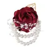Set de 6 Piezas de Suministro Transfronterizo Europeo y Americano Novio y Novia Boda Hoja de Oro con Cuentas Muñequera y Ramillete Fabricante Venta al por Mayor Stock Disponible