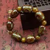 Pulseira Dzi Beads Tianyan de Xizang Longan Dzi Beads de Uma Linha Ágata Amarela de Três Olhos Calcedônia para Homens e Mulheres Fornecimento Atacadista