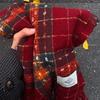 Bufanda Roja Ancla Roja Navideña para Mujer, Atmósfera de Otoño e Invierno, Artículo Caliente de Invierno 2025 Nuevo Engrosada Cálida Al por Mayor