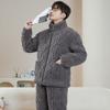 Distribuidor de Pijamas para Hombre con Forro de Polar, Chaqueta de Algodón Acolchada de Tres Capas, Ropa de Casa de Franela para Hombre, Ropa de Estilo Perezoso de Coral Fleece para Hombre
