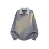 Otoño Invierno 2026 Nuevo Suéter Casual de Punto para Hombre Marca de Moda Tendencia Moda Falsa de Dos Piezas Cuello Chal Talla Grande Suéter Hombre
