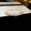 Pulsera Geométrica Abierta Incrustada con Diamantes, Lujo Ligero, Gama Alta, Pulsera de Moda Personalizada, Elegante, Simple y Versátil para Mujer