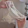 Lencería Fina de Encaje Transpirable Malla Hueca Cintura Media Algodón Puro Entrepierna Tejido de Seda Cómodos Calzones para Mujer Ropa Interior Francesa