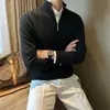 Suéter de punto con media cremallera para hombre, otoño e invierno, nueva tendencia de moda, top casual de manga larga de alta gama, versátil