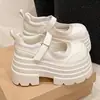 Zapatos Mary Jane de Cuero con Plataforma de Una Correa para Mujer, Nuevo Estilo Primavera 2026, Tacón Alto Grueso, Zapatos Individuales que Aumentan la Altura