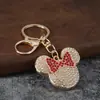 Llavero de cabeza de Mickey multicolor incrustado de diamantes, llavero para coche, colgante de bolsa de metal totalmente con diamantes, accesorio personalizado y creativo