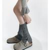 Calcetines holgados de diseño para otoño e invierno para mujer, tejido JK con botón, nicho, raya vertical, muestran pierna delgada, calentadores de piernas versátiles, primavera y otoño