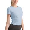 Runa Pulse Plisado Look Adelgazante Costilla Ropa de Yoga Camiseta de Manga Corta Tejido Nude Fitness Running Top Deportivo