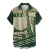 Verão Europeu e Americano Nova Moda Estilo Hong Kong Camisa Masculina Estampa Digital Casual Manga Curta Roupa Masculina Venda Direta da Fábrica