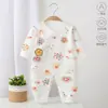 Macacão de Bebê para Primavera e Outono Categoria Bebê Roupas de Casa de Algodão Puro Pijama Roupas de Passeio para Recém-Nascido com Fechamento Lateral