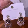 Pendientes de Plata de Ley S925 con Borla Estilo Étnico para Mujer, Pendientes Colgantes de Cristal Púrpura Vintage, Pendientes Largos Elegantes, Joyería Popular
