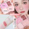 Ming Xizhi Paleta de Contorno de Quatro Cores Blush Paleta de Blush Rouge Multifuncional Blush Paleta Iluminadora Paleta de Iluminação Transfronteiriça