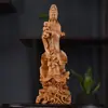 Enfeites de Escultura em Madeira de Cipreste, Estátuas de Buda, Guanyin, Mazu, Guanyin do Mar da China Meridional, Ksitigarbha, Enfeites de Decoração para Sala de Estar, Artesanato, Presentes