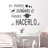 Zn3127E Pegatinas de Pared Autoadhesivas con Texto Corto Inspirador en Español Estilo Ins Decoración de Pared de Fondo para Habitación Sala de Estar