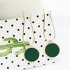 Aretes coreanos de moda con gota de aceite, círculo verde, aretes pequeños y frescos, aretes de personalidad, aretes cortos, aretes vintage al por mayor