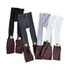 Calcetines de lana acanalados holgados para mujer, primavera y otoño, para niños, tejido grueso, finos grises, estilo coreano cálido, versátiles de nueve puntos para niñas