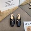 Sandalias de Punta Abierta Estilo Francés para Ropa de Exterior de Mujer Retro Cuadrada Todo Fósforo Estilo Coreano Correa Cruzada Agujero Abierto Poco Profundo Punta Abierta Media Chancla