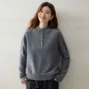 Estilo simples novo suéter feminino de cashmere gola semi-alta cor sólida versátil suéter folgado camada interna base de malha