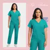 Traje de Cirugía para Mujer Temu, Uniforme de Doctor de Hospital, Ropa de Trabajo para Salón de Belleza, Maternidad, Color Sólido, Uniforme de Enfermera, Conjunto de Dos Piezas