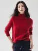 Suéter de cachemira de color liso con cuello alto estilo perezoso para mujer, con un cuello abierto abotonado en diagonal, diseño de punto de ochos y versátil como capa base
