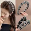 Diadema de Organza con Dientes de Cristal Estilo Dongdaemun Coreano para Mujer, Diadema Versátil de Parte Superior para Lavarse la Cara