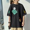 Plus Size Plus Size Masculino Manga Cinco Quartos Solto Fat T-shirt Estilo Coreano Branco T-shirt Meninos Manga Curta Trendyy Estudantes